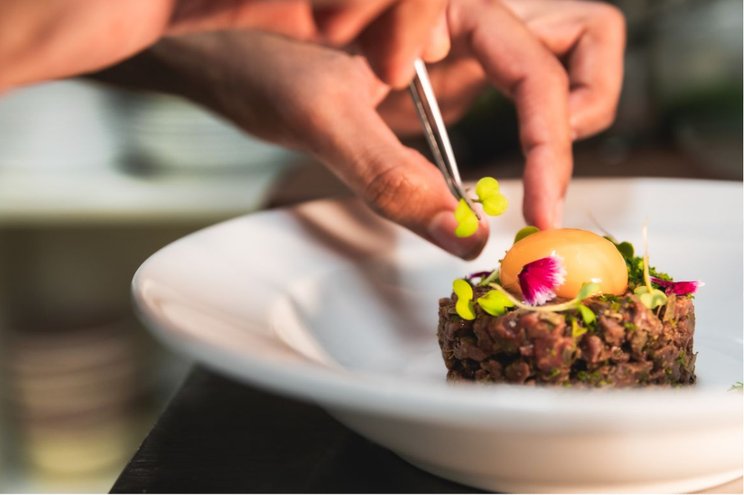 Steak dish with wine